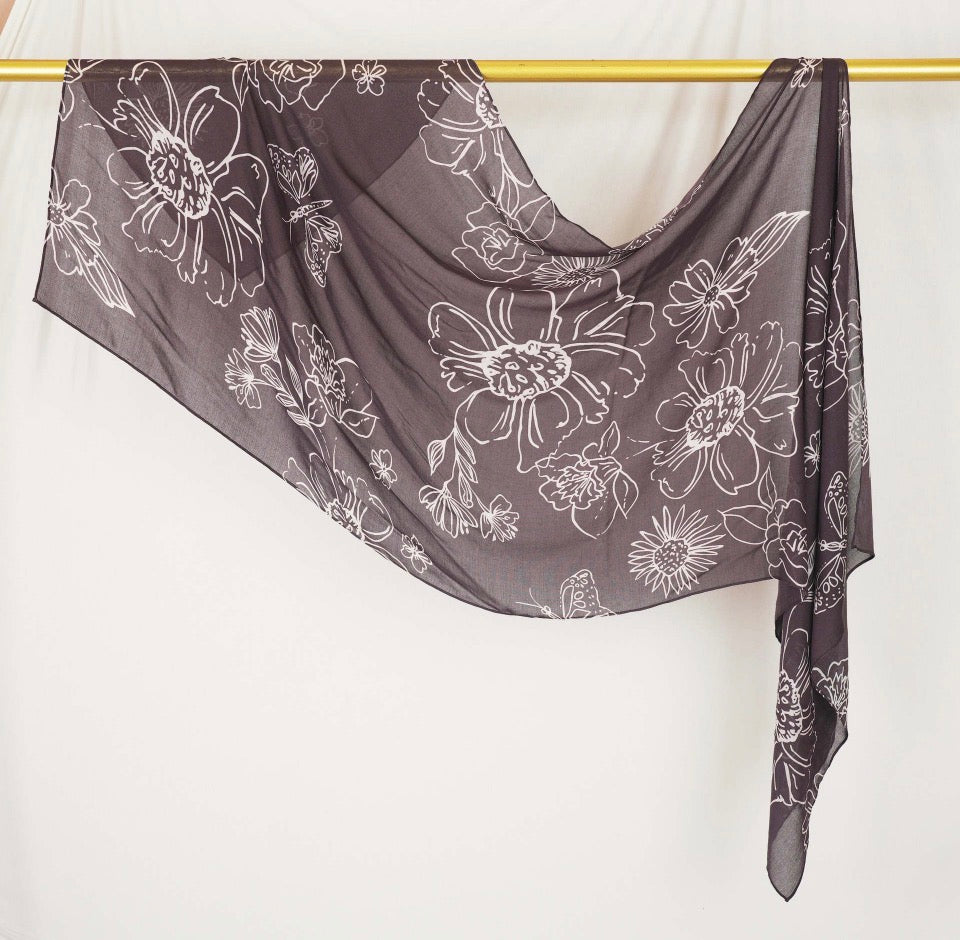 Printed Modal Hijab - Choco / Floral