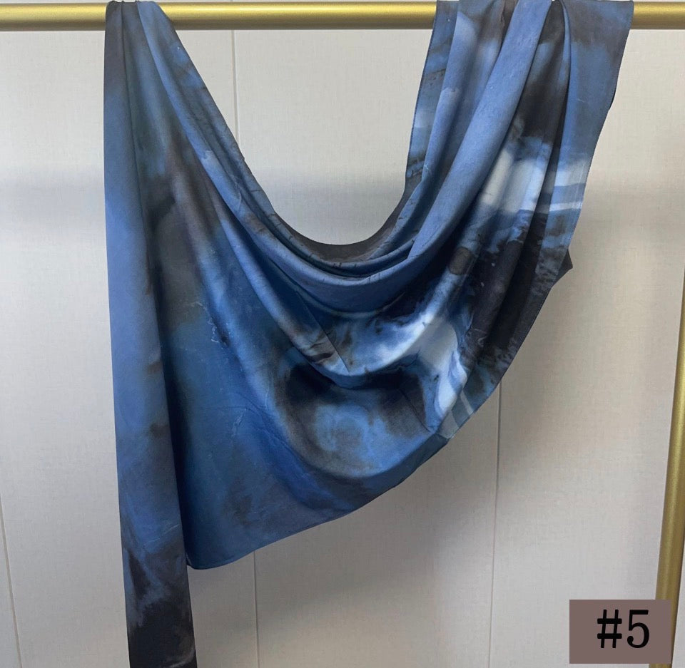Printed Italian Cloud Cotton Hijab - Deep Blue
