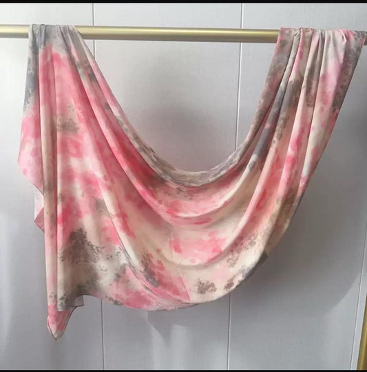 Printed Italian Cloud Cotton Hijab - Multi-Peach