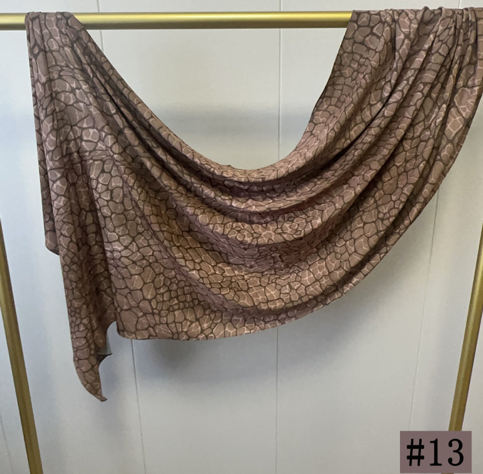Printed Italian Cloud Cotton Hijab - Alligator Brown
