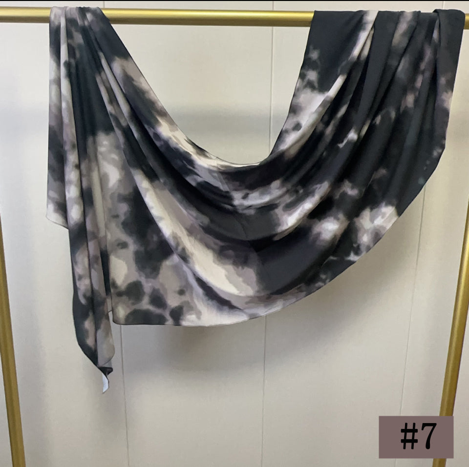 Printed Italian Cloud Cotton Hijab - Tie Dye Black
