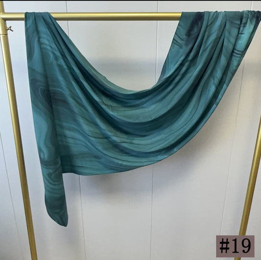 Printed Italian Cloud Cotton Hijab - Peacock