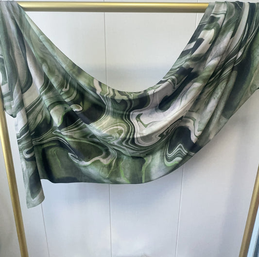 Printed Italian Cloud Cotton Hijab - Swirl Green