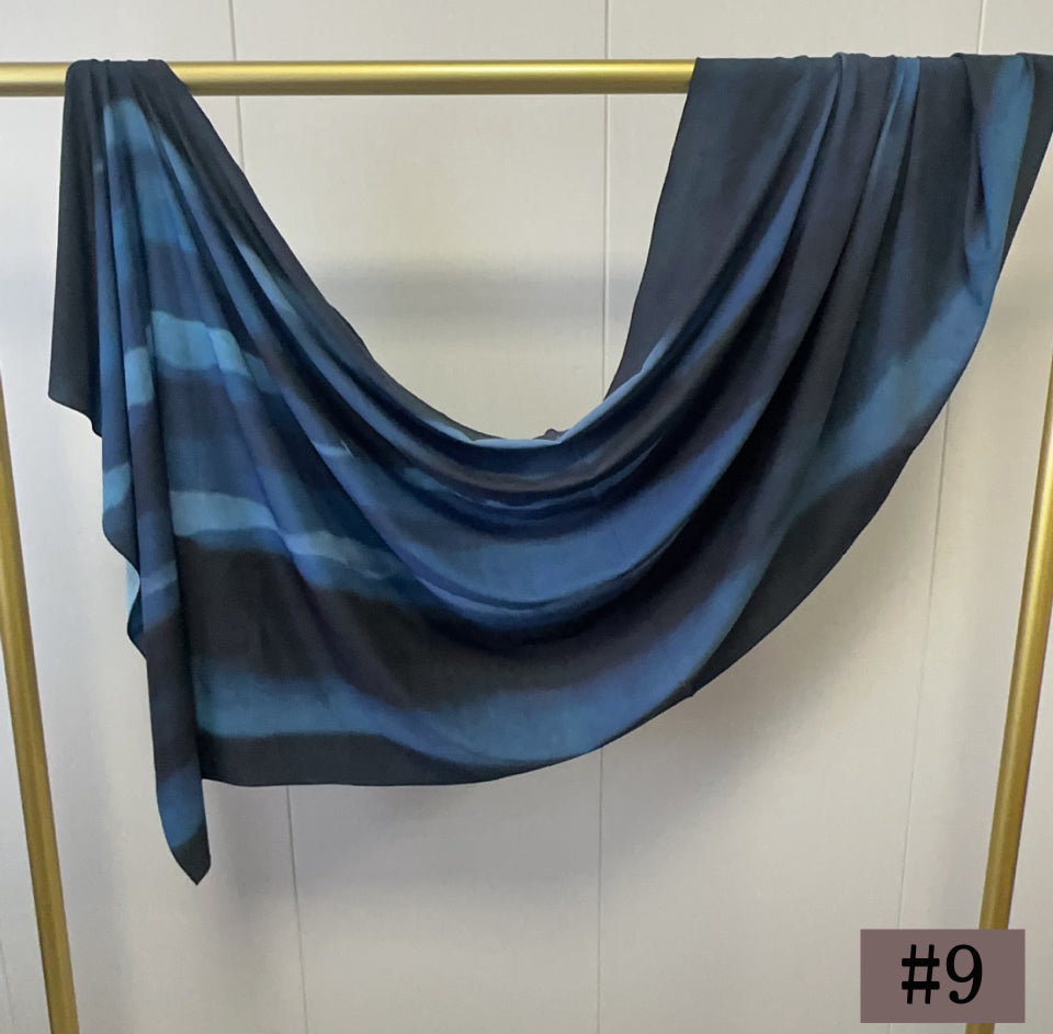 Printed Italian Cloud Cotton Hijab - Deep Blue