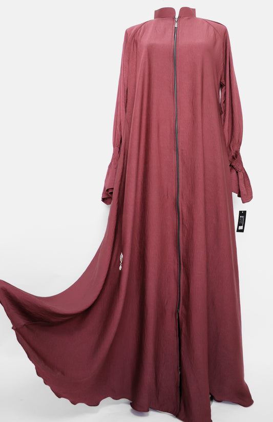 Full Zip Flare Umbrella Abaya - Maroon