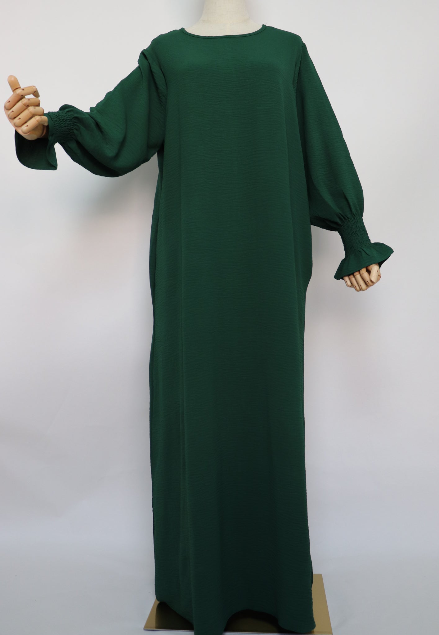 A-line Abaya Dress and Two Layer Diamond Khimar Set - Emerald