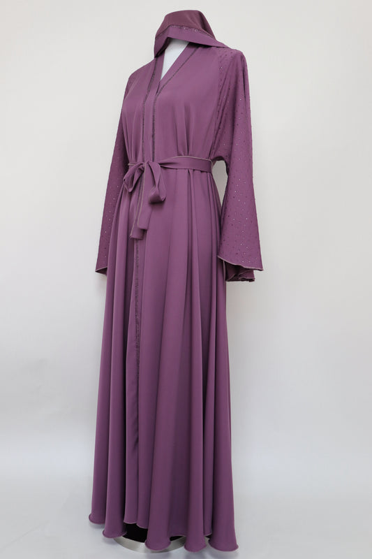 Open Flare Umbrella Nidha Abaya - Plum