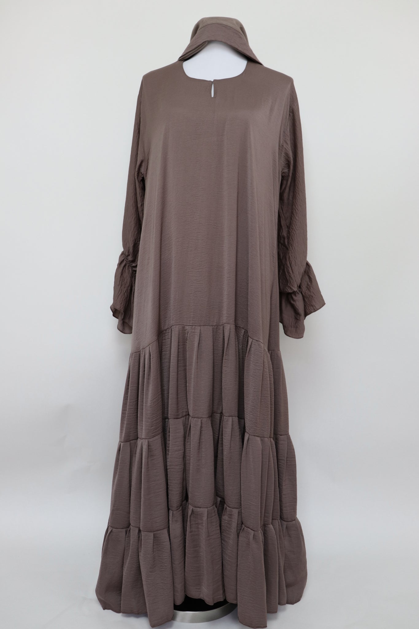 3 Tiered Flare Umbrella Abaya - Coffee