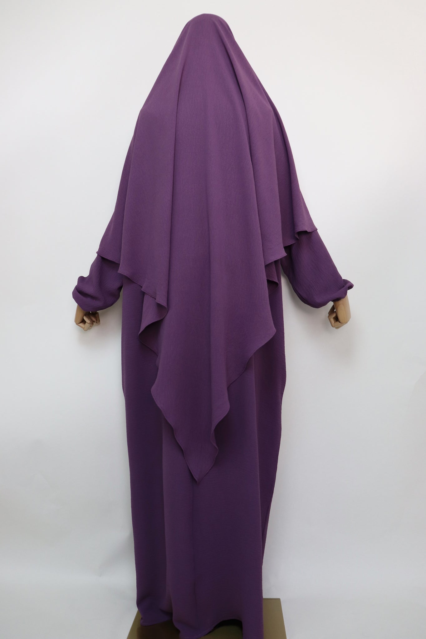 Semi Batwing Abaya and Diamond Khimar Set - Purple