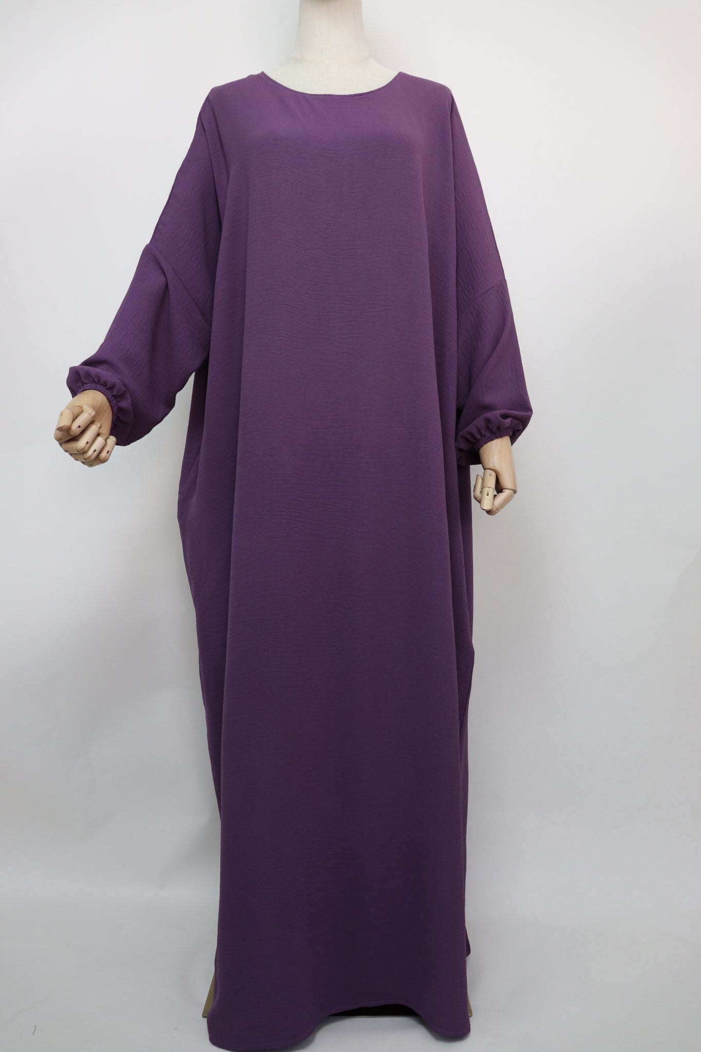 Semi Batwing Abaya and Diamond Khimar Set - Purple