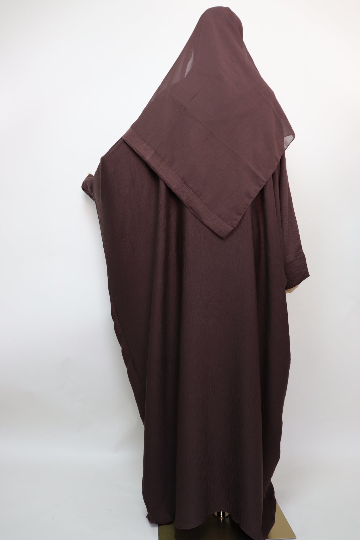 3 Piece Set Lightweight Open Bisht Abaya - Choco Brown