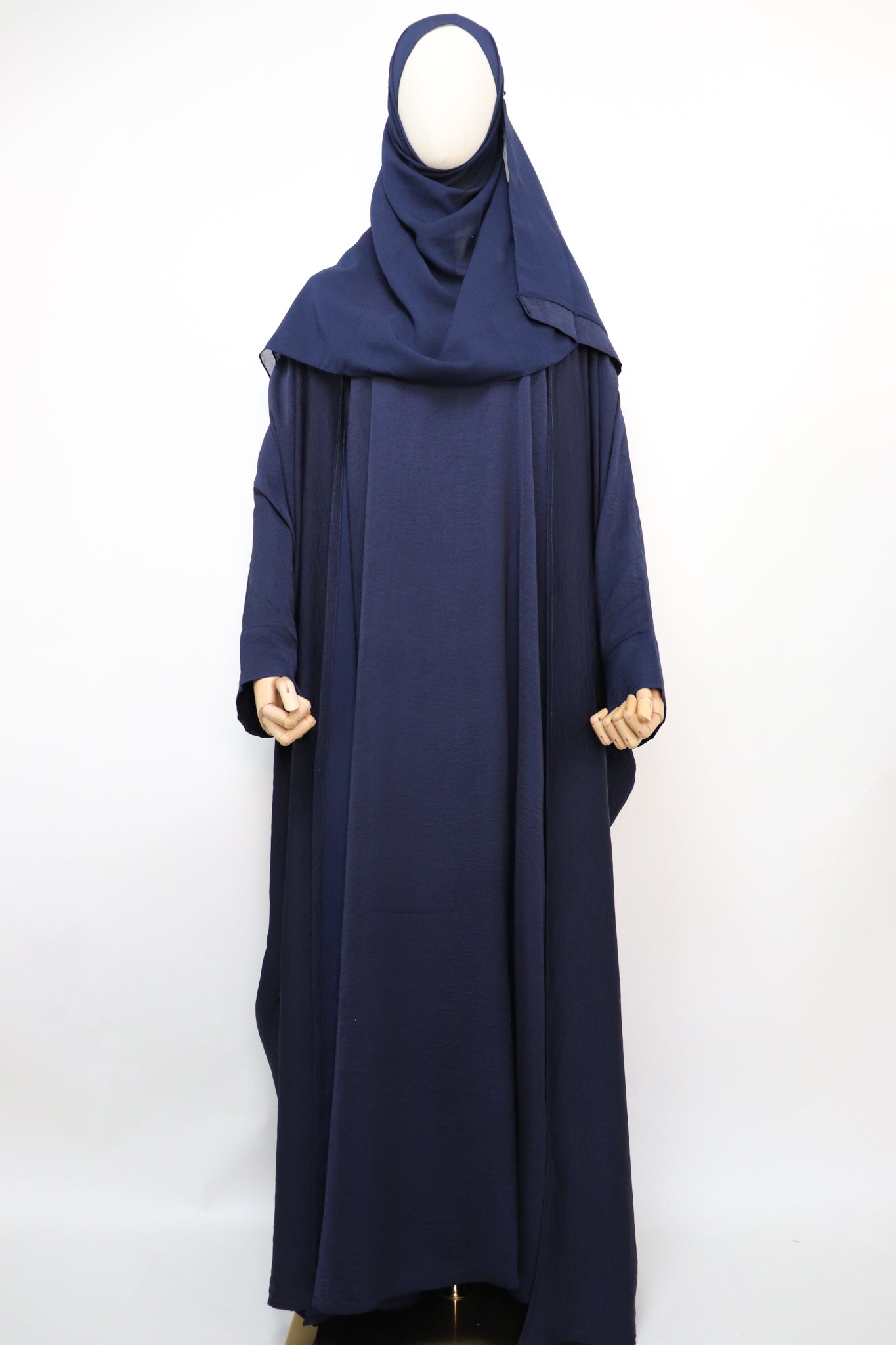 3 Piece Set Lightweight Open Bisht Abaya - Navy