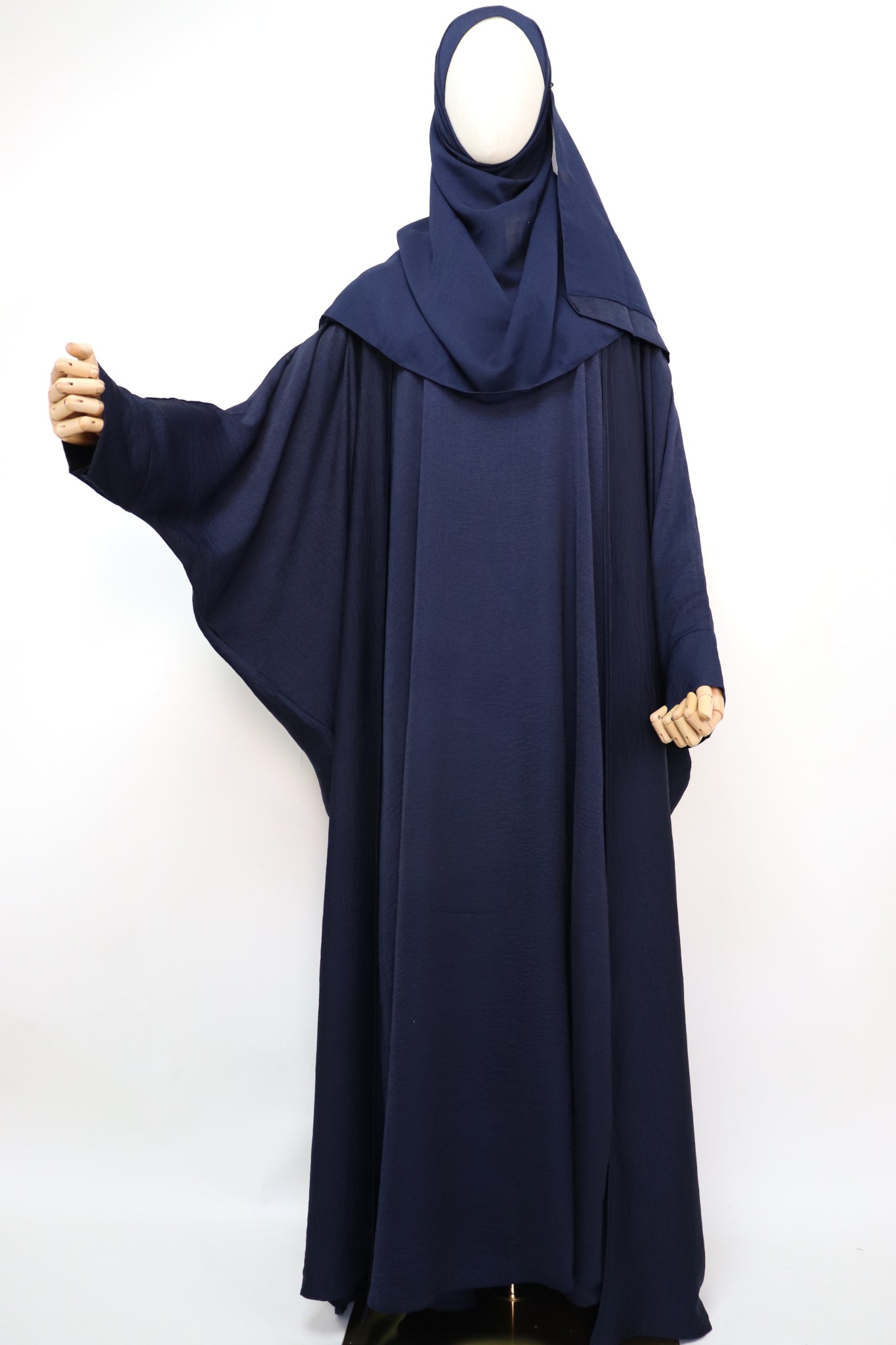 3 Piece Set Lightweight Open Bisht Abaya - Navy