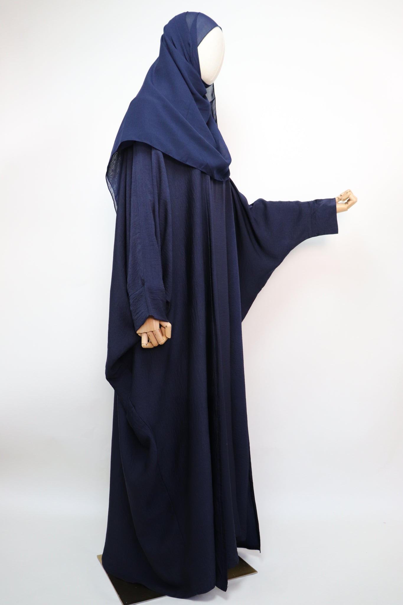 3 Piece Set Lightweight Open Bisht Abaya - Navy