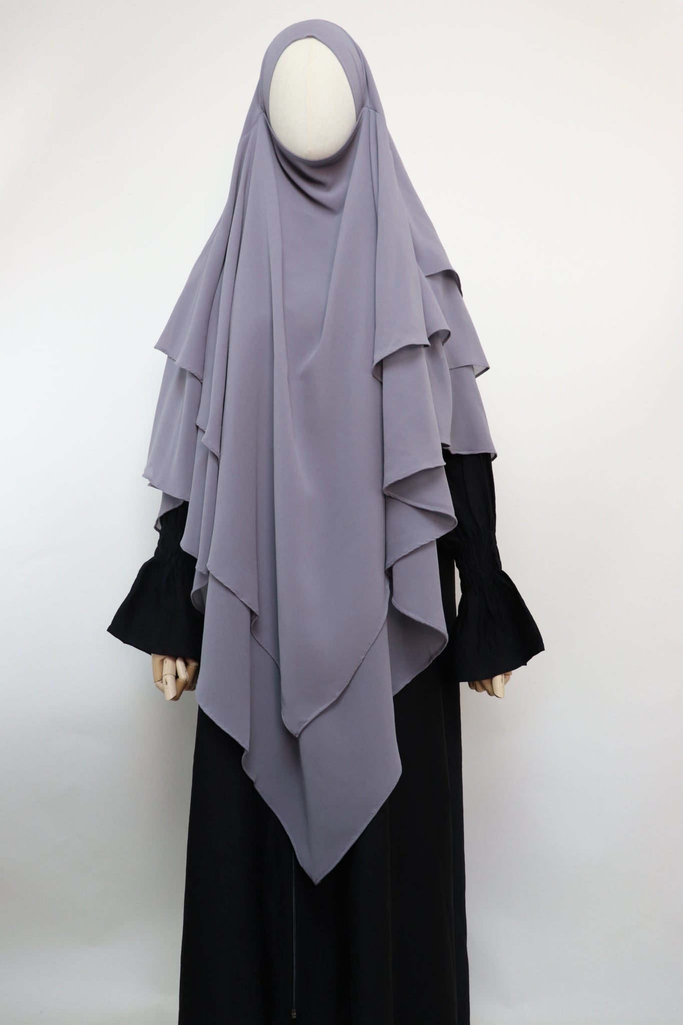 3 Layer Diamond Khimar - Light Gray