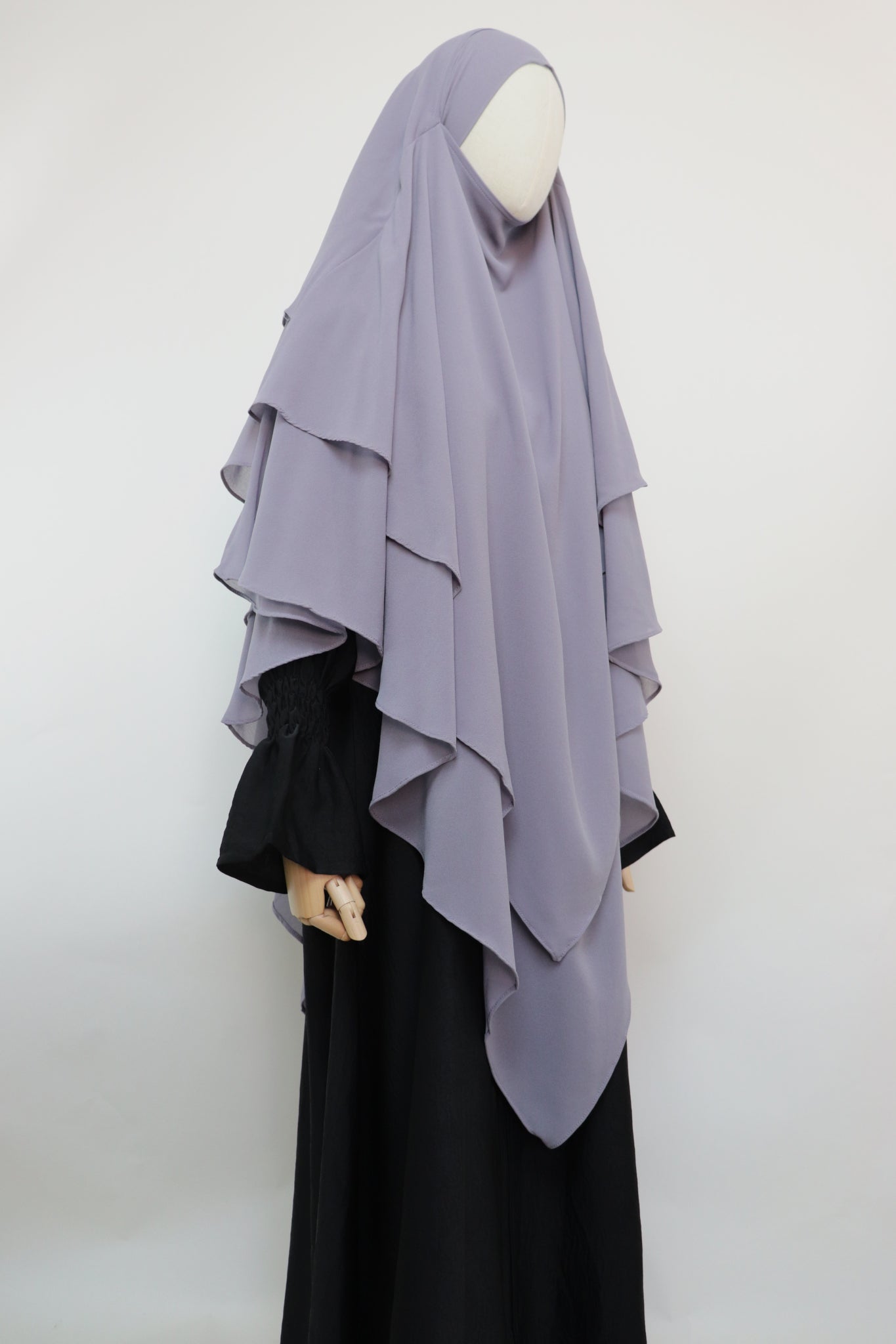 3 Layer Diamond Khimar - Light Gray