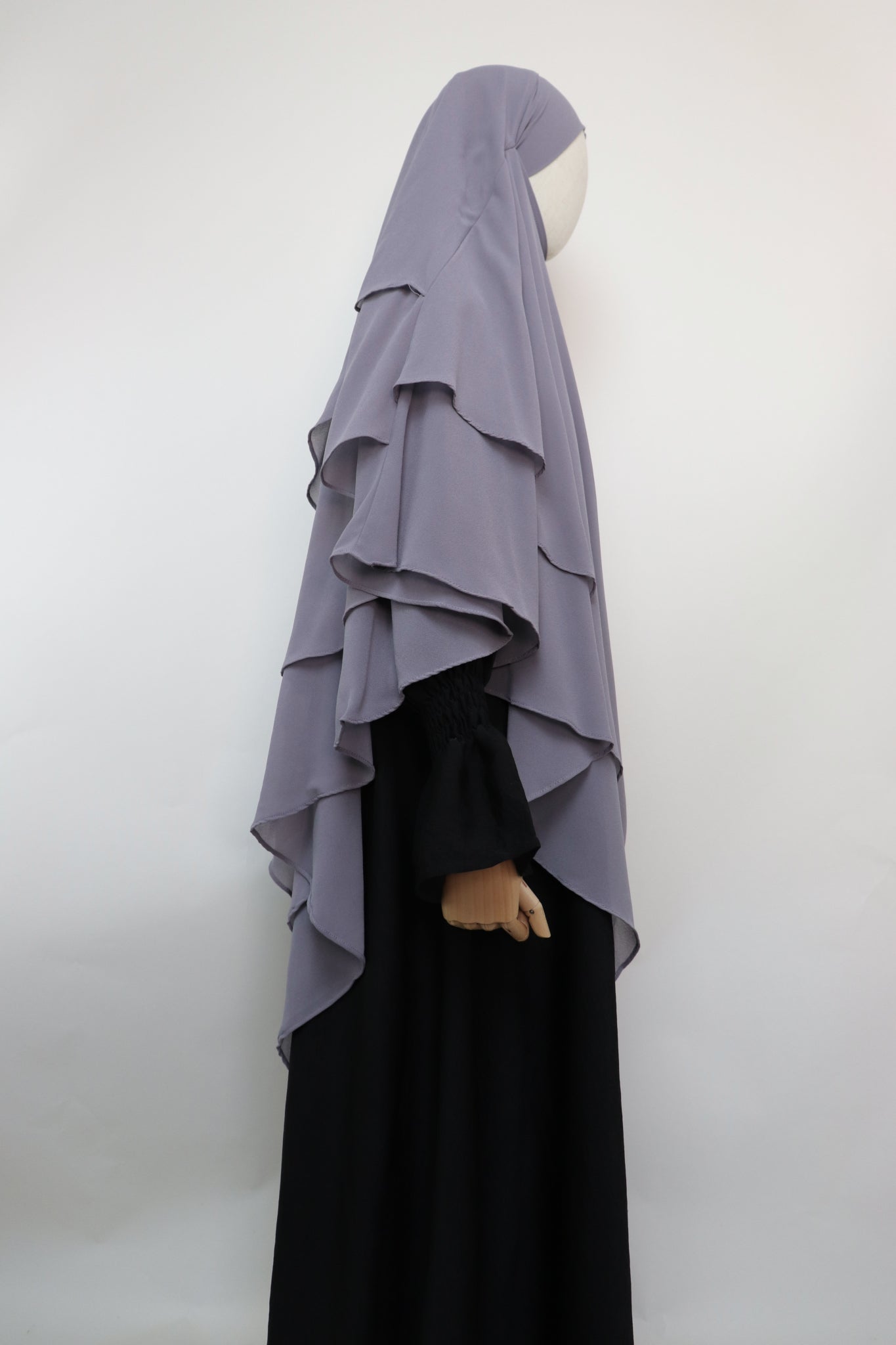 3 Layer Diamond Khimar - Light Gray