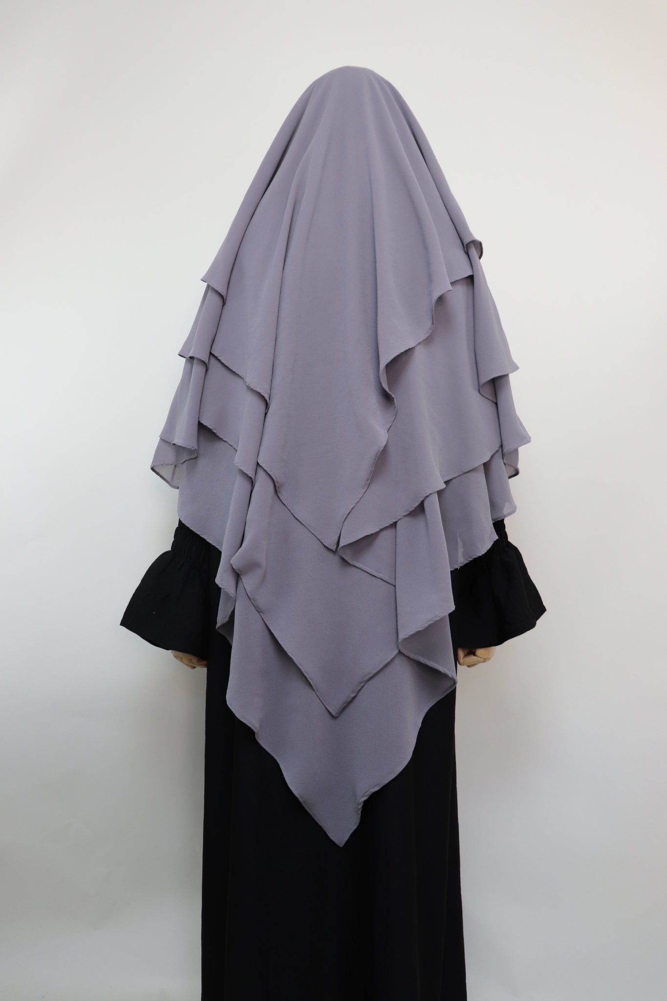 3 Layer Diamond Khimar - Light Gray