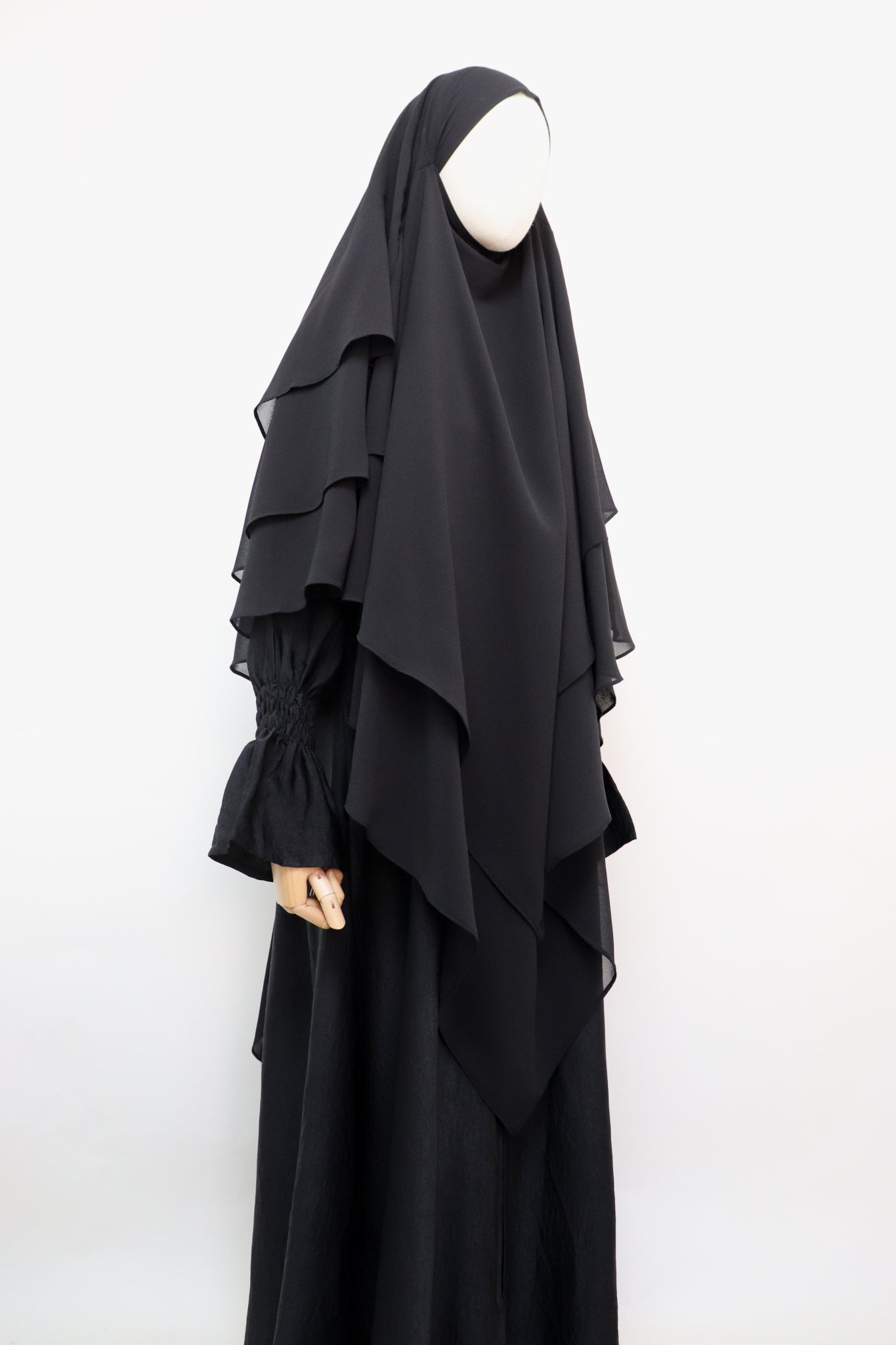 3 Layer Diamond Khimar - Black