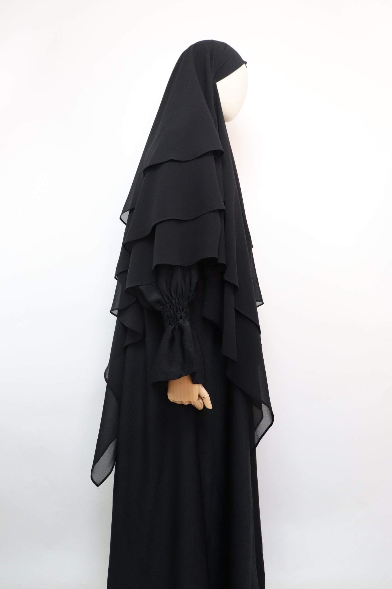 3 Layer Diamond Khimar - Black