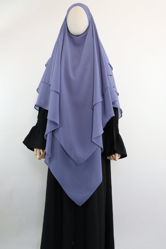 3 Layer Diamond Khimar - Dusty Blue