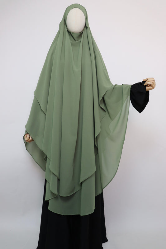 2 Layer XL Khimar -  Pistachio