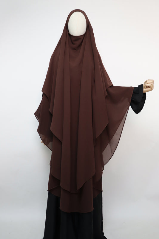 2 Layer XL Khimar - Choco Brown