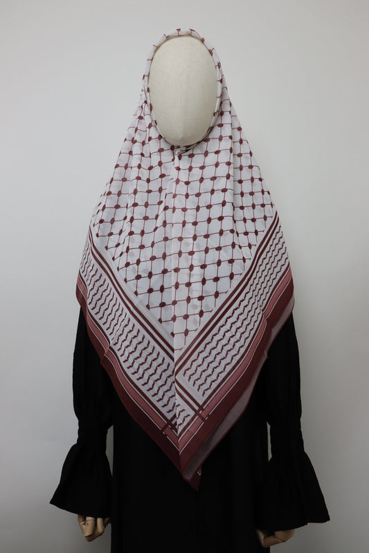 Square Kiffeyeh Chiffon Hijab - Maroon