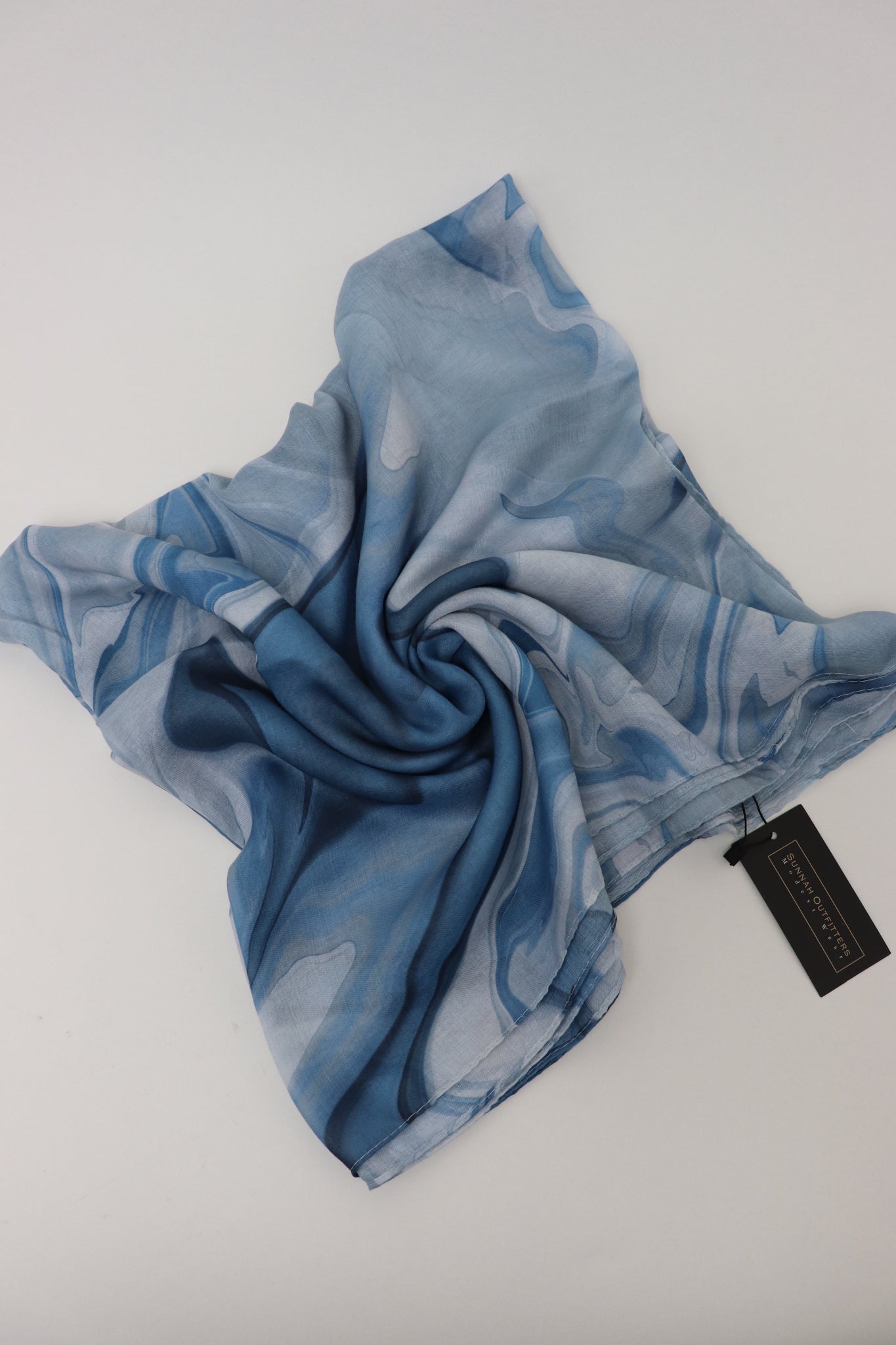 Printed Cotton Hijab - Dusty Blue