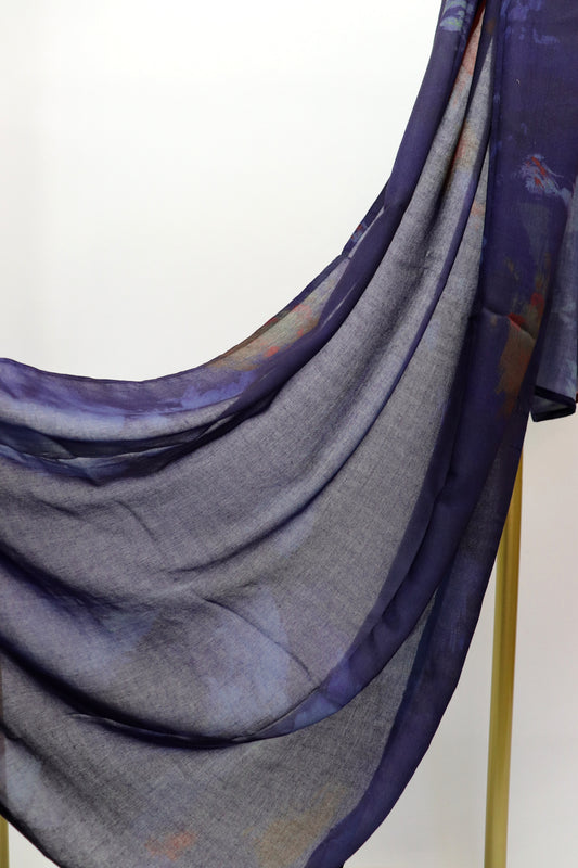 Printed Maxi Modal Hijab - Midnight Purple