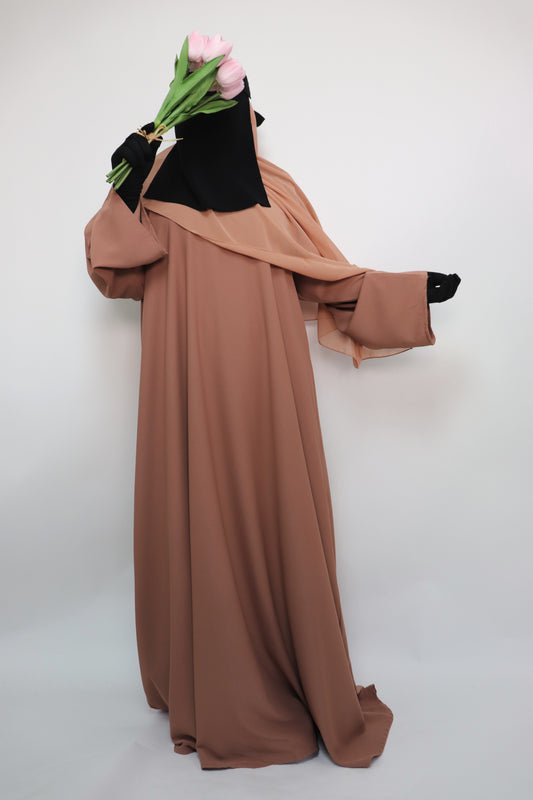 Classic Everyday Semi Flare Abaya - Sand