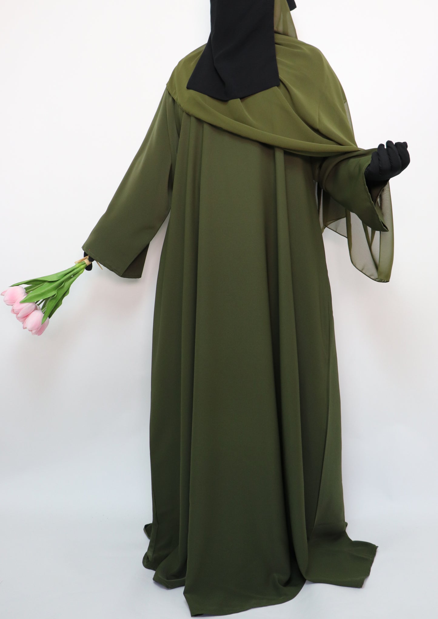 Classic Everyday Semi Flare Abaya - Olive