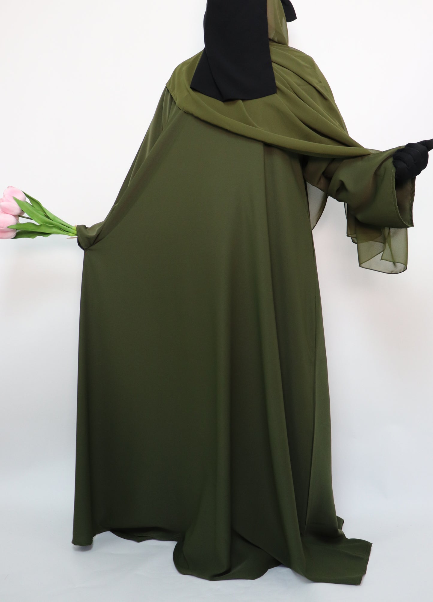 Classic Everyday Semi Flare Abaya - Olive