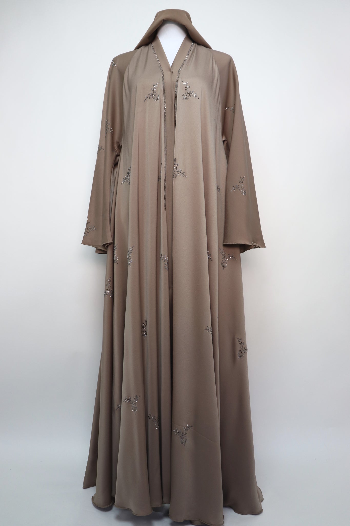Open Flare Umbrella Abaya - Latte