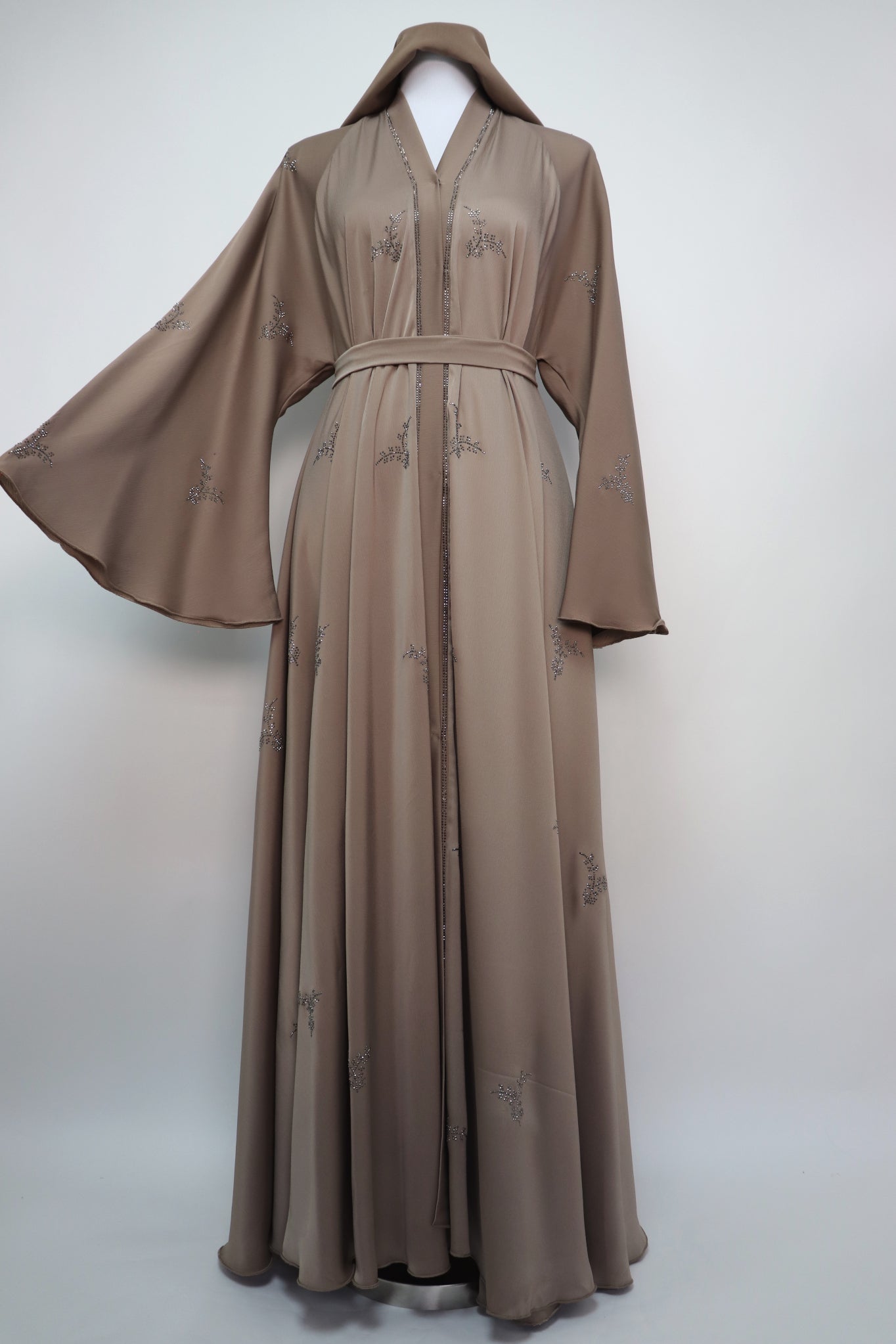 Open Flare Umbrella Abaya - Latte