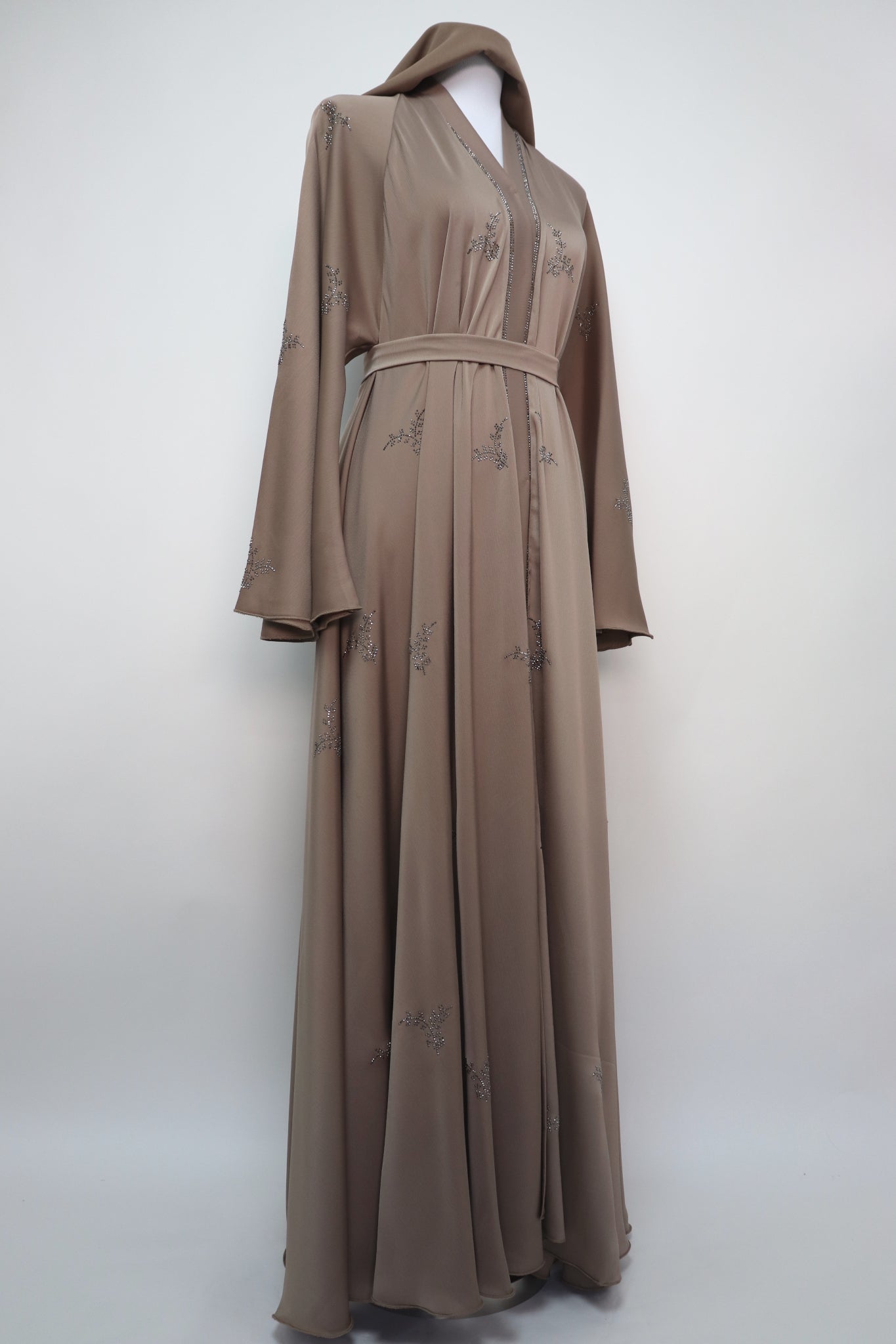 Open Flare Umbrella Abaya - Latte