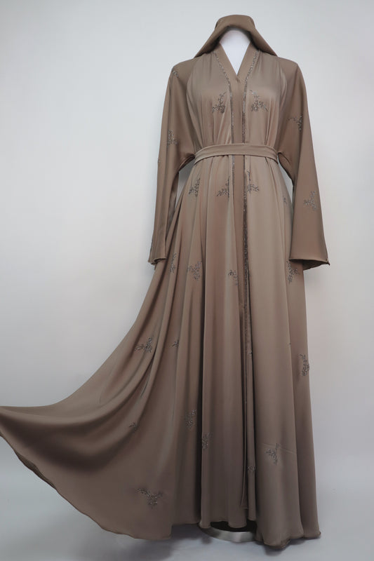 Open Flare Umbrella Abaya - Latte