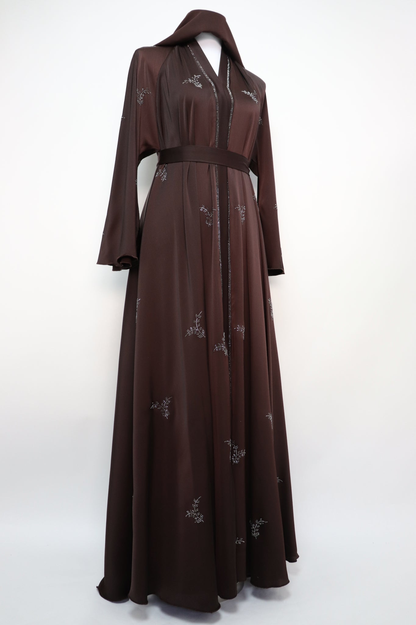 Open Flare Umbrella Abaya - Choco