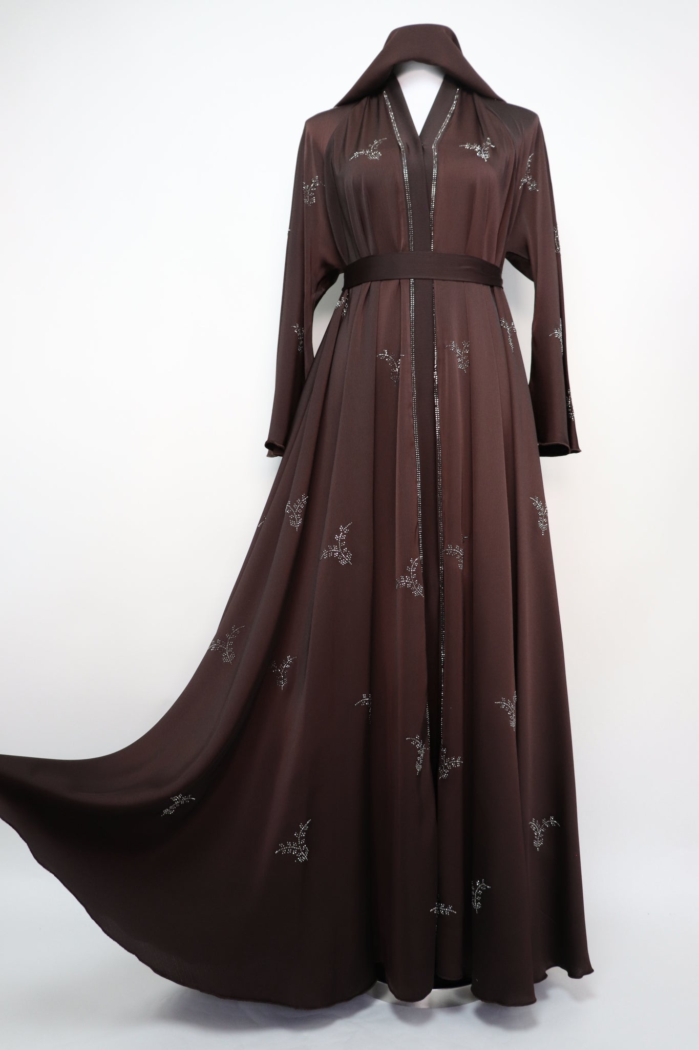 Open Flare Umbrella Abaya - Choco