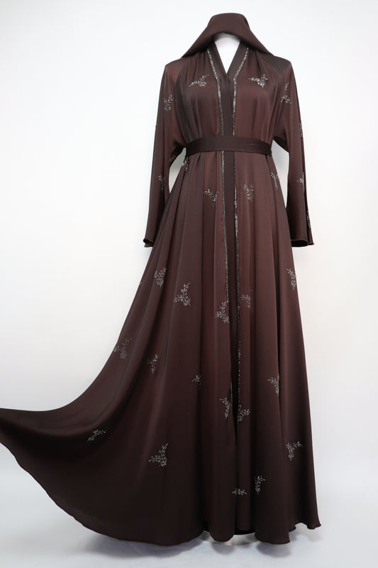 Open Flare Umbrella Abaya - Choco