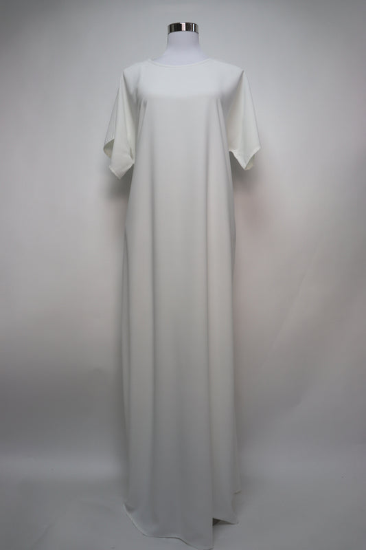 Short Sleeves Inner Slip Dress Under Abaya - Creamy White