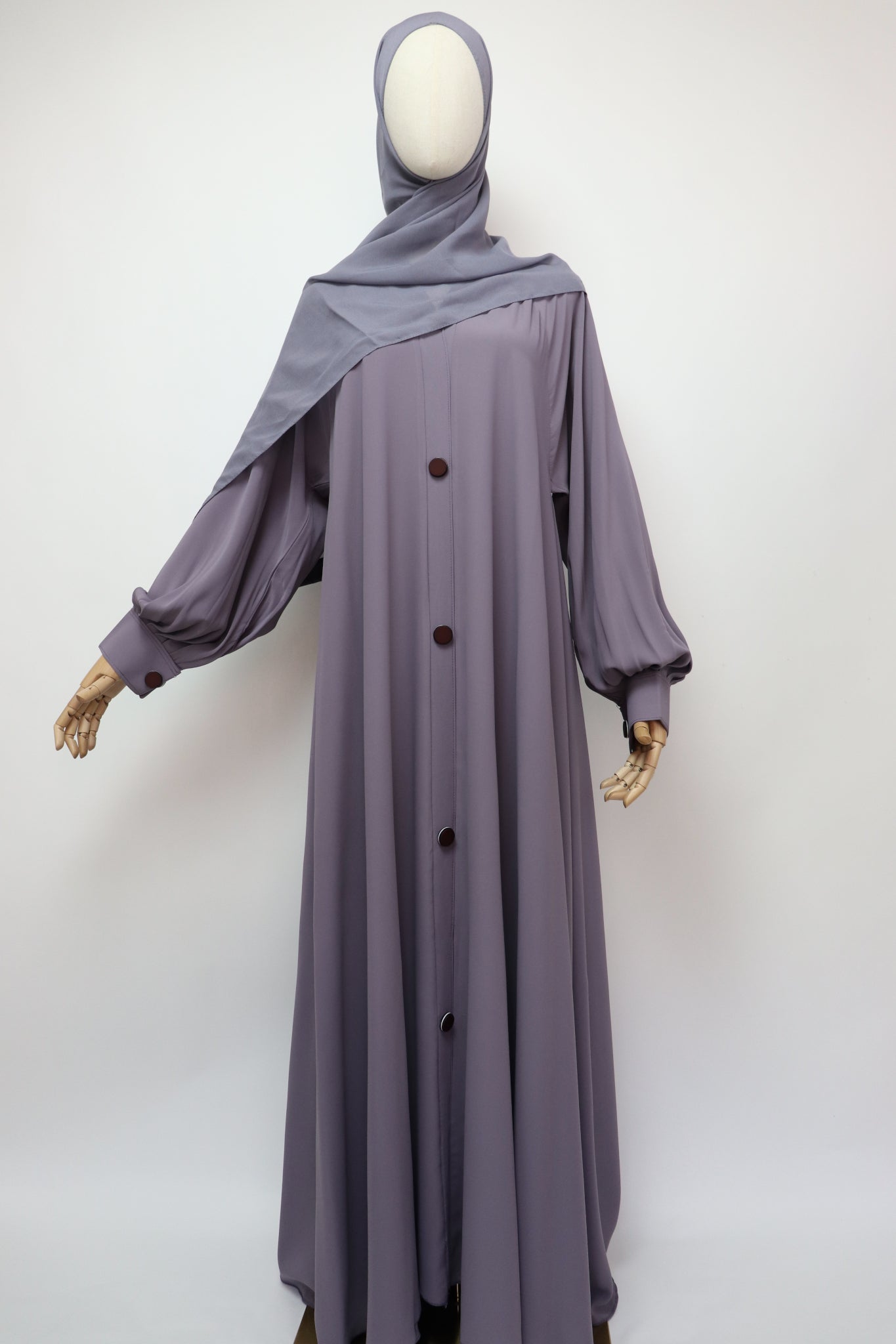 Closed Cuffed Flare Umbrella Abaya - Soft Lilac