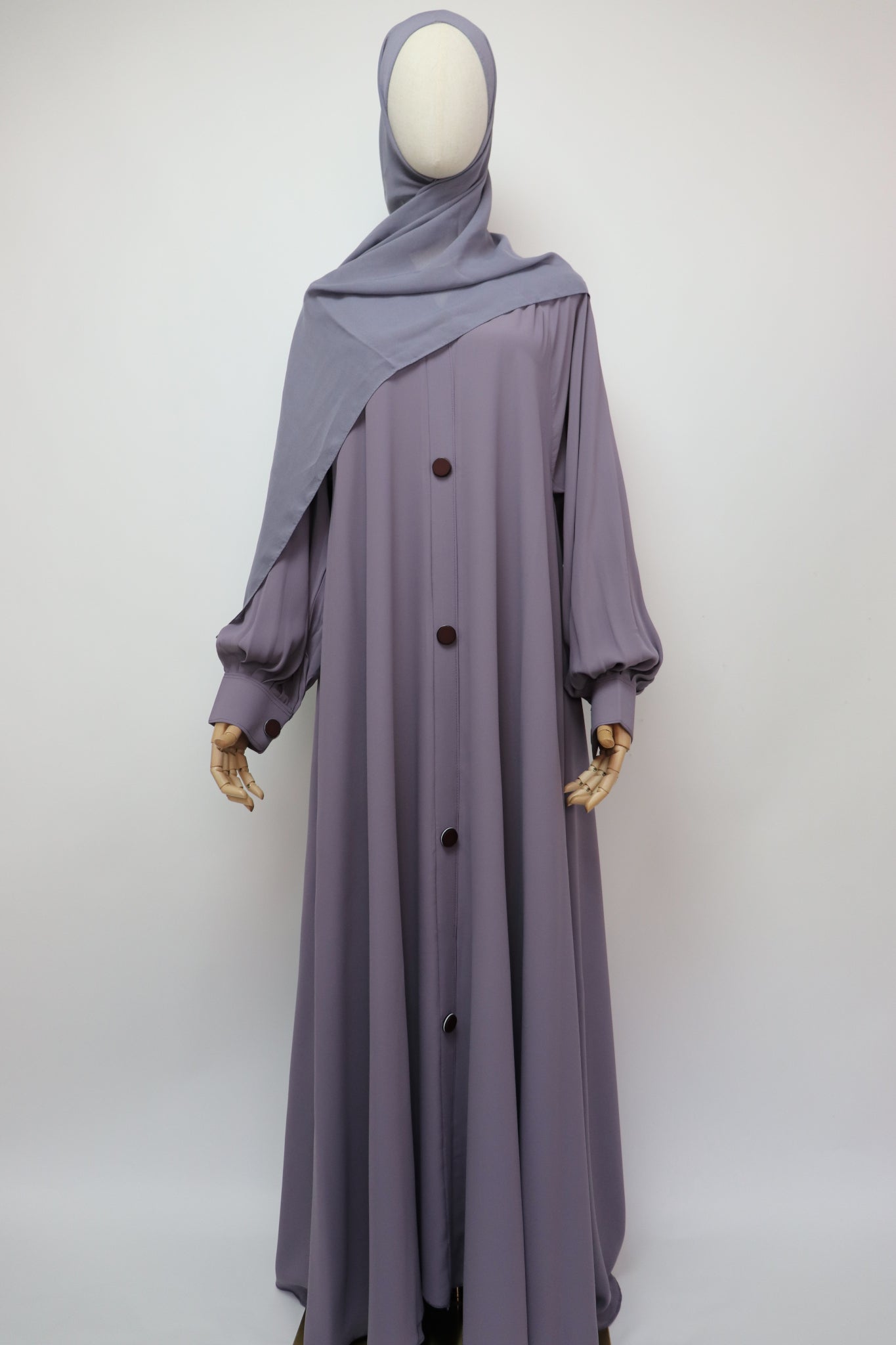 Closed Cuffed Flare Umbrella Abaya - Soft Lilac