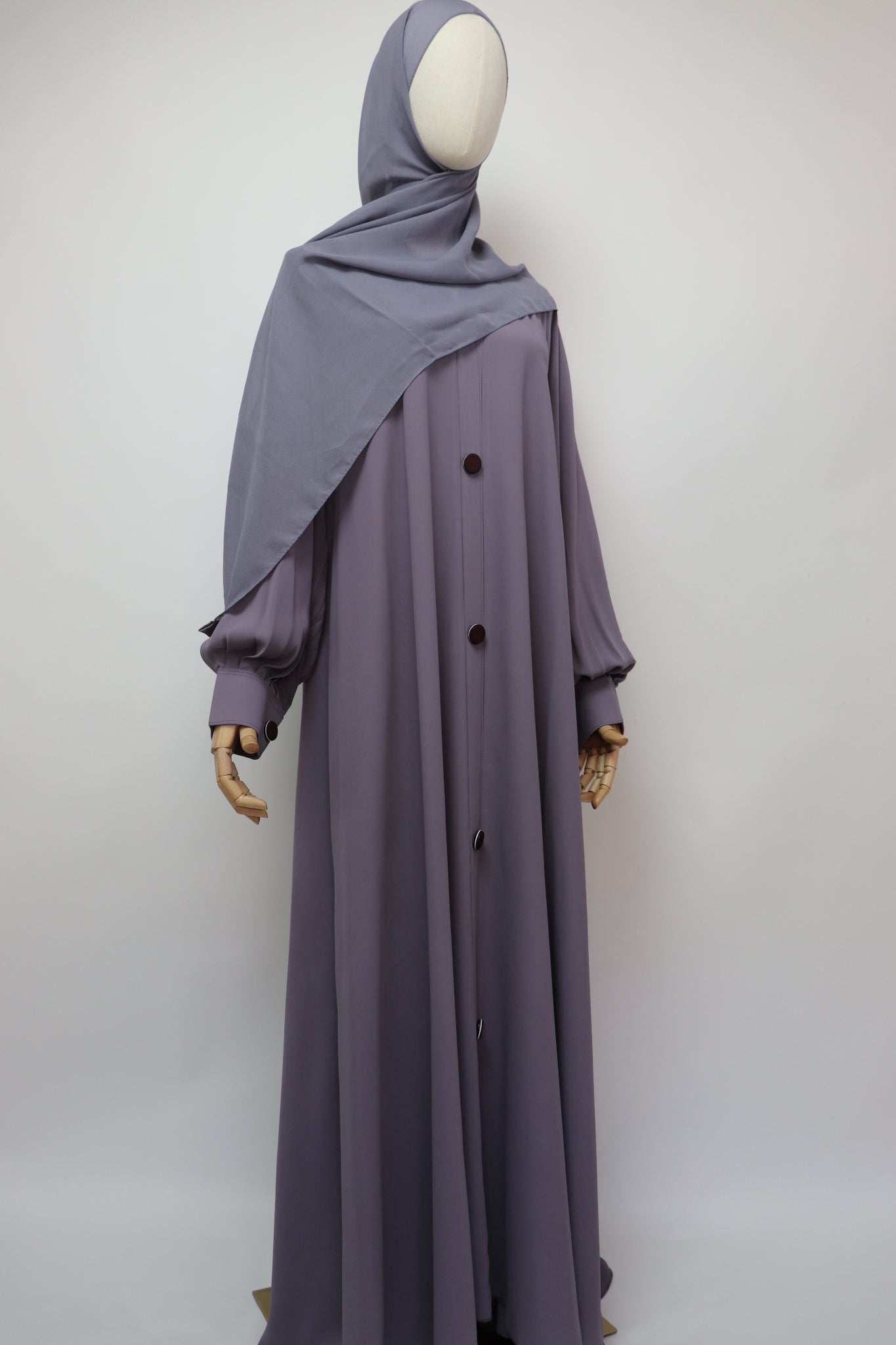 Closed Cuffed Flare Umbrella Abaya - Soft Lilac