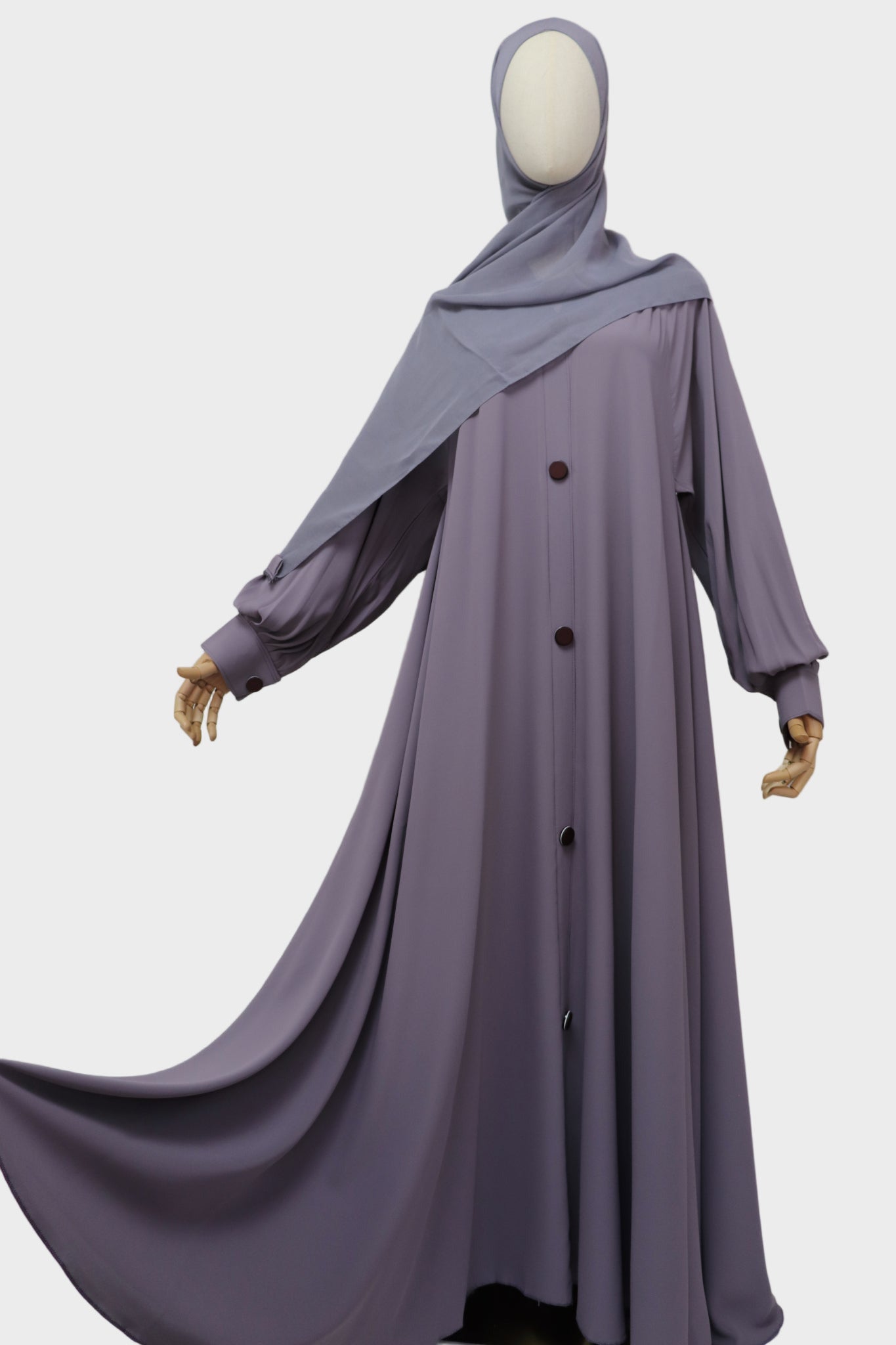 Closed Cuffed Flare Umbrella Abaya - Soft Lilac