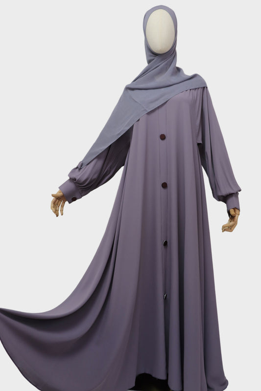 Closed Cuffed Flare Umbrella Abaya - Soft Lilac