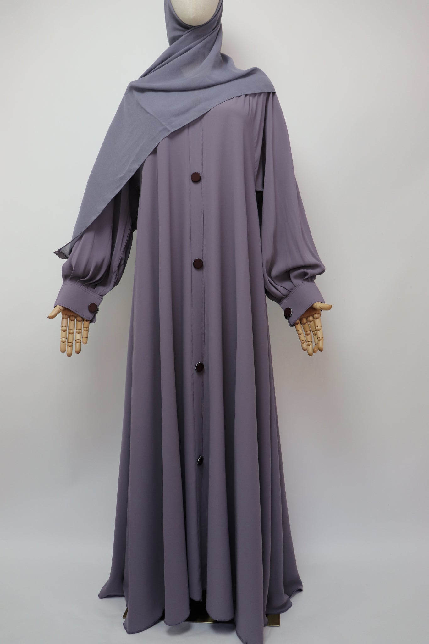 Closed Cuffed Flare Umbrella Abaya - Soft Lilac