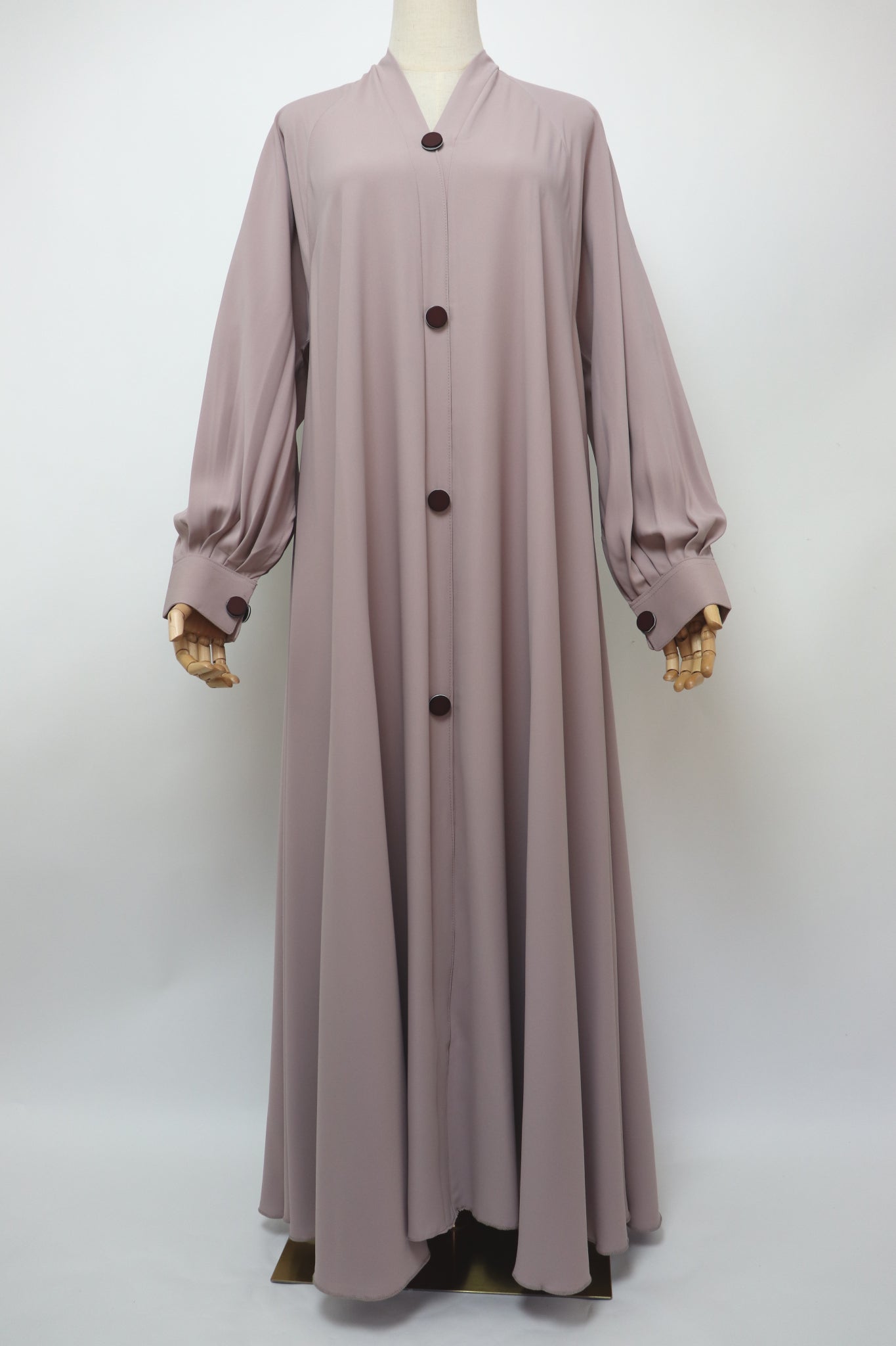 Closed Cuffed Flare Umbrella Abaya - Soft Taupe