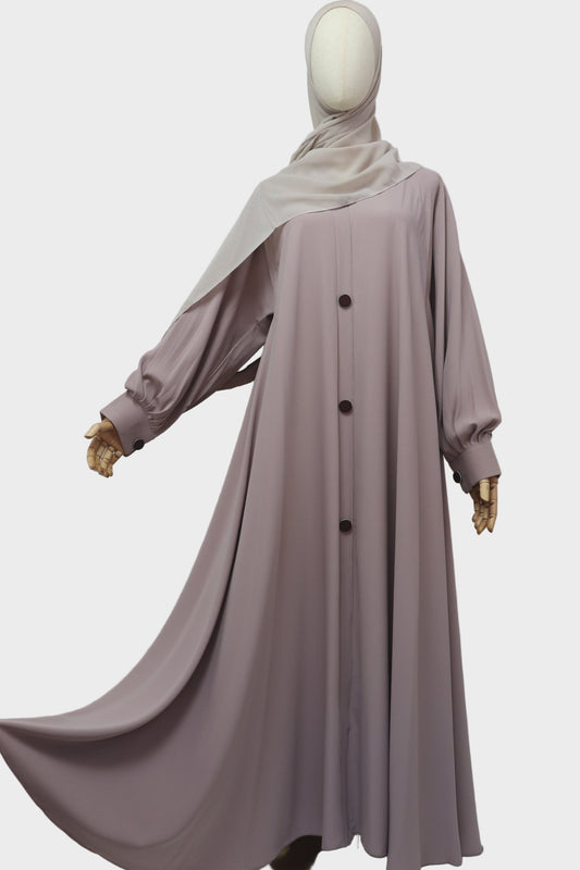 Closed Cuffed Flare Umbrella Abaya - Soft Taupe