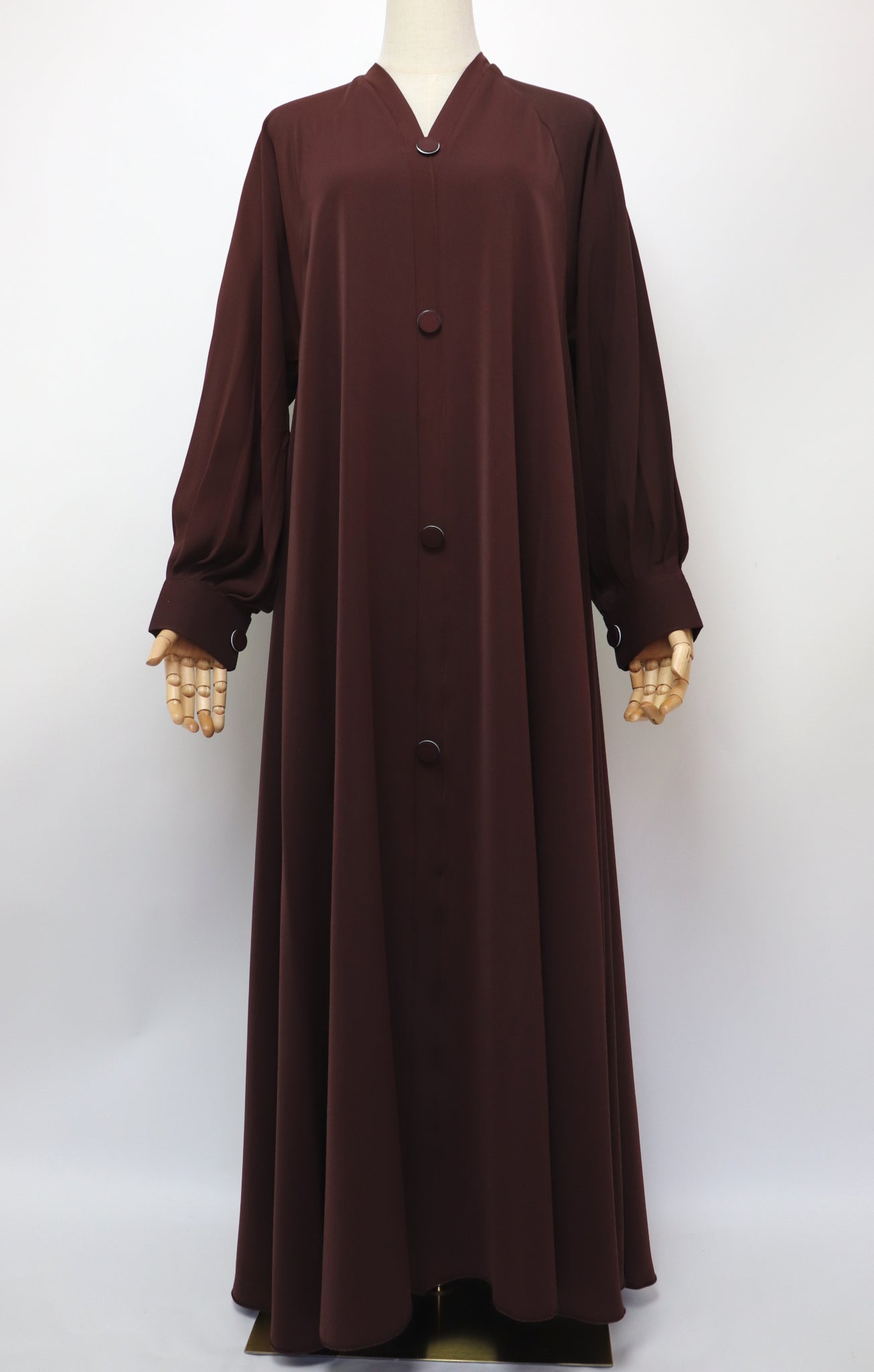 Closed Cuffed Flare Umbrella Abaya - Choco